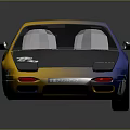 Shiny Silver Two Door Sports Car with Star Patterns and Reflection on Dark Background
