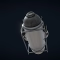 White And Silver Submersible With Metal Frame And Red Top Light