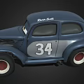 Blue Animated Cartoon Car With Number 34 Big Eyes Retro Design And White Rims