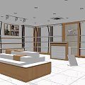 Modern Store Interior Design With Central Display Table And Shelving Units 3d model