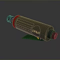 Black Cylindrical Tactical Weapon With Metallic Surface Base Support And Muzzle Accent