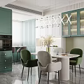 Modern Living Dining Room Interior With Cozy Sofa Chandelier Wall Art And Plants