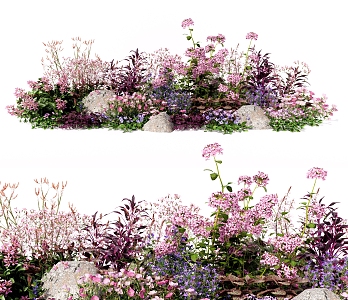 modern shrubs flowers flower glasses flower bed plant combination flowers potted 3d model