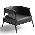 Modern Black Leather Single Sofa Sleek Design Sturdy Frame Comfortable Living Room Furniture