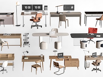 Desk Writing Desk and Chair Combination Office Desk and Chair Computer Desk 3d model