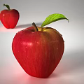 Fresh Red Apple With Green Leaf And Water Droplets On Surface 3d model