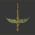 Detailed Yellow Pterosaur Model Featuring Green Transparent Wings And Long Tail