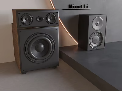 Modern Black Audio Speakers With Subwoofer And Sleek Design For Home Use 3d model