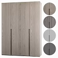 Modern Wooden Wardrobe Design With Long Black Handles And Various Gray Panels