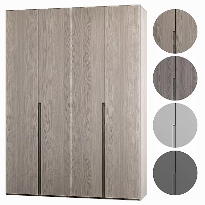 Modern Wooden Wardrobe Design With Long Black Handles And Various Gray Panels 3d model
