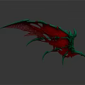Red Green Dragon Wing 3D Sculpture With Decorative Intricate Design Details