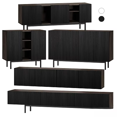 Modern Entryway Cabinet And Side Cabinet With Vertical Slat Design And Storage Space 3d model