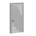 Gray Swing Door With Intricate Carved Decorative Design For Modern Home Interior