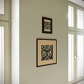 Abstract Paintings Framed On Interior Wall With Decorative Patterns And Artistic Design 3d model