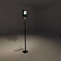 Black Floor Standing Decorative Lamps With Round Light Panels In Empty Room