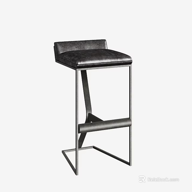 Sleek Modern Bar Stool With Leather Seat Backrest And Metal Frame 3d model 