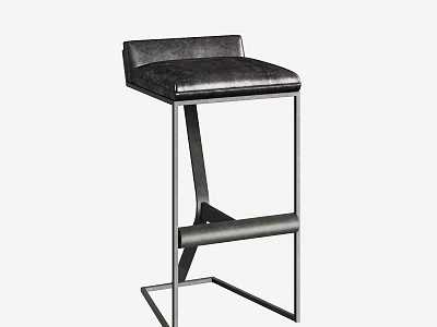 Sleek Modern Bar Stool With Leather Seat Backrest And Metal Frame 3d model