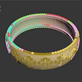 Elegant Gold Bangle With Intricate Carvings And Decorative Edges For Daily Use