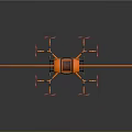 Orange Multirotor Space Drone with Propellers and Equipment for Exploration Missions