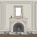 Ornate Fireplace With Paneled Walls Above Framed Mirror Mantel With Vase Figurine And Candlesticks