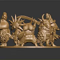 Golden Decorative Figurines Display With Four Character Figures On Circular Base