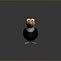 Cartoon Style Toucan with Black Body White Neck and Orange Beak
