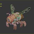 mechanical insect mechanical fly machine insect machine bee cartoon bee 3d model