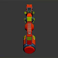 Futuristic Red Rocket Weapon Design With Green Silver Components And Reflective Surface 3d model