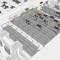 Modern Structured Parking Lot Layout With Green Strips And Vehicle Parking Spaces