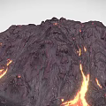 Volcanic Landscape Featuring Active Volcano Flowing Lava Streams And Rugged Mountain Terrain 3d model