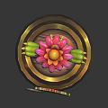 Cactus Decorative Furniture Figure with Smiling Face Pink Flower Pot and Gold Coin Base Design