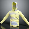 Yellow Hooded Sweatshirt with Gray Stripes Front Pocket and Drawstring Casual Fashion Apparel