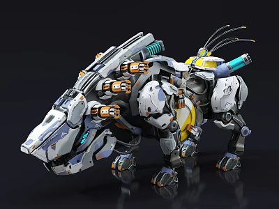 Futuristic Robotic Dog With Mechanical Structure Glowing Blue Lights And Detailed Armor 3d model
