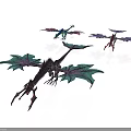 Colorful Fantasy Dragon Creatures With Vibrant Wings In Various Purple Blue Red Hues