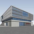 Modern Office Building Exterior With Glass Curtain Wall And Pedestrians Nearby Bicycles
