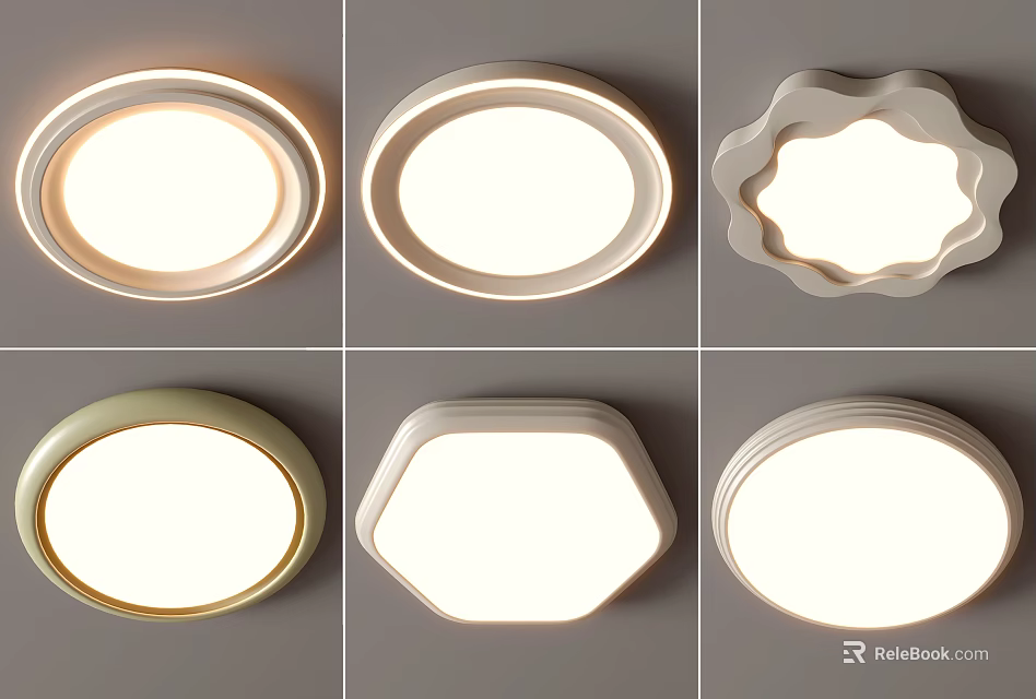 Ceiling Lights With Various Shapes 3d model 