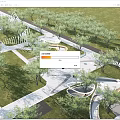 Modern Park Landscape Design With Curved Walkways Lawn Trees And Circular Seating Areas