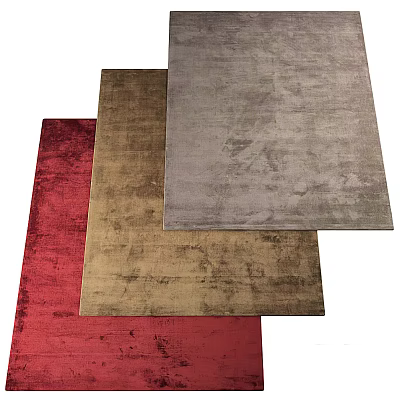 Square Rugs in Red Gold and Gray Textured Modern Decorative Floor Mats 3d model
