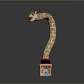 Spotted Giraffe Toy with Long Neck Popping Out of Colorful Box on Black Background