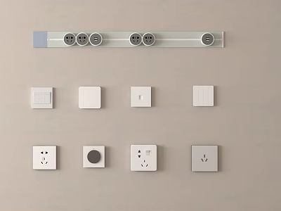 Modern Wall Mounted Switch Panels With Various Functional Buttons And Styles 3d model