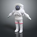 Man In White Spacesuit With Black Helmet And Red Stripes On Legs Standing