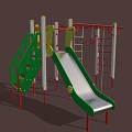 Outdoor Playground Equipment With Green Slide Climbing Frame Ladder And Rings