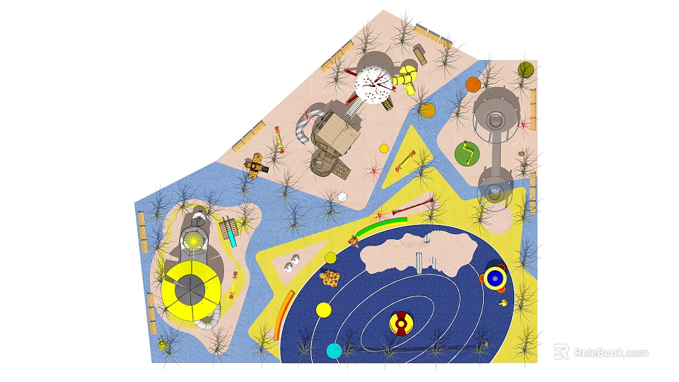 Children's Play Area Design With Colorful Play Structures And Safe Outdoor Zones 3d model 
