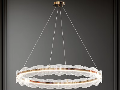 Modern Circular Chandelier With Transparent Crystal Rings And Golden Ceiling Mounting Design 3d model