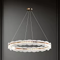 Modern Circular Chandelier With Transparent Crystal Rings And Golden Ceiling Mounting Design