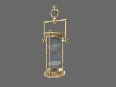 Classic Golden Hourglass With Intricate Metal Frame Hanging Ring And Stable Base 3d model