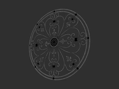Ornate Circular Ceiling Light Plate With Metallic Floral Patterns And Central Design 3d model