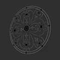 Ornate Circular Ceiling Light Plate With Metallic Floral Patterns And Central Design
