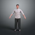 Male Character In Traditional Chinese Clothing Standing Pose Against Gray Background