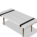 Modern Dining Table Set With Grid Pattern Surface Black Straps And Slender Legs Design
